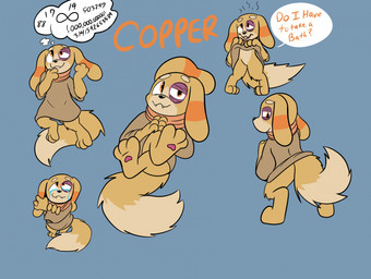 ambiguous_gender anthro biped black_nose bodily_fluids closed_smile clothed clothing crying dialogue eyebrows featureless_crotch fluffy fluffy_tail front_view fur mouth_closed name_drop open_mouth orange_eyes pawpads paws pupils question question_mark rear_view scarf sharp_teeth smile solo standing tail tears teeth text thought_bubble white_sclera zincxiron canid canine mammal 2025 english_text hi_res