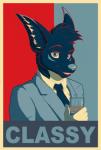 alcohol anthro beverage clothing male necktie print solo suit whiskey dunnowhattowrite barack_obama_"hope"_poster pasterz pokefox hi_res restricted_palette