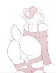 anthro anus balls big_butt blush butt clothing femboy genitals horn humanoid_genitalia humanoid_penis leggings legwear male penis perineum raised_tail scut_tail short_tail solo tail tail_anus dr_schmerz bovid caprine mammal sheep hi_res