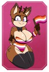 accessory anthro antlers big_breasts blush breasts breath brown_body brown_fur brown_spots bunny_costume cleavage clothed clothing costume curvy_anthro curvy_female curvy_figure embarrassed female fingers flag flag_(object) fur holding_flag holding_object hooved_fingers hooves horn hourglass_figure hourglass_figured_anthro hourglass_figured_female legwear lesbian_pride_colors lgbt_pride lingerie looking_at_viewer multicolored_body multicolored_clothing multicolored_fur multicolored_lingerie multicolored_teddy multicolored_wristband neck_bow orange_lesbian_pride_colors pattern_clothing pink_clothing pride_color_accessory pride_color_clothing pride_color_flag pride_color_lingerie pride_color_swimwear pride_color_teddy pride_color_wristband pride_colors purple_eyes solo spots stated_homosexuality stated_sexuality stockings striped_clothing stripes swimwear tan_body tan_fur teddy_(clothing) thick_thighs thigh_highs two_tone_body two_tone_fur voluptuous wide_hipped_anthro wide_hipped_female wide_hips wristband nelljoestar winter_(nelljoestar) deer mammal hi_res