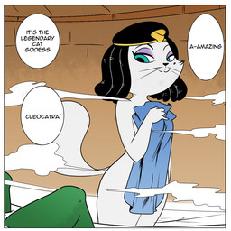 anthro black_hair blue_eyes border covering covering_self dialogue duo eyeshadow female fur hair makeup male markings mole_(marking) purple_eyeshadow text towel white_body white_border white_fur lonbluewolf metro-goldwyn-mayer tom_and_jerry tom_and_jerry_kids anon cleocatra domestic_cat felid feline felis mammal 1:1 english_text