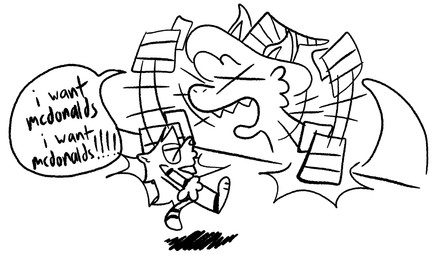3_toes 4_fingers anthro clothing dialogue duo feet female fingers hat headgear headwear hitting_table macro markings ring_(marking) ringed_tail speech_bubble striped_markings striped_tail stripes tail tail_markings text toes witch_hat bigsteppies mcdonald's mythology liliko_(sofmallow) noodle_(aimkid) domestic_ferret dragon mammal mustelid musteline mythological_creature mythological_scalie scalie true_musteline weasel black_and_white english_text monochrome gynomorph_(lore) nonbinary_(lore)