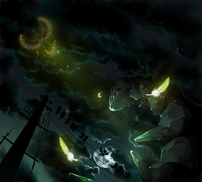 ambiguous_gender cable cloud detailed_background feathers feral full_moon group magic moon night outside sky star starry_sky halomiya mythology nintendo pokemon avian bird generation_2_pokemon ho-oh legendary_pokemon murkrow mythological_avian mythological_bird mythological_creature mythological_firebird pokemon_(species) steelix dark_theme