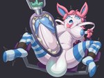 2024 4:3 anthro areola ball_inflation balls big_balls big_breasts big_penis blue_areola blue_blush blue_glans blue_mouth blue_nipples blue_sclera blue_tongue blush bodily_fluids breasts clothing cum eeveelution ejaculation feet foot_focus footwear generation_6_pokemon genital_fluids genitals glans glistening glistening_balls glistening_body glistening_genitalia glistening_penis glowing glowing_balls glowing_genitalia gynomorph hair hi_res huge_balls huge_penis intersex multicolored_penis navel nintendo nipples open_mouth pata penetration penile penis penis_milking penis_milking_machine pink_hair pokemon pokemon_(species) pumping pupils ribbons_(moron_ribbons) socks soles solo sylveon tongue two_tone_penis urethral urethral_penetration white_body white_penis white_pupils