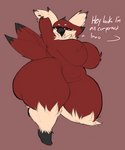 anthro big_breasts big_butt breasts butt dialogue eyelashes feathers female hands_behind_head huge_butt huge_hips huge_thighs hyper hyper_hips hyper_thighs looking_at_viewer raised_arms red_body red_eyes red_feathers short_stack solo text thick_thighs wide_hips xytora irene_(xytora) avian bird owl 2023 digital_media_(artwork) english_text hi_res