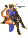 alternate_species anthro big_breasts big_butt biped breasts butt clitoral_hood cosplay female female_anthro genitals humanoid_genitalia humanoid_pussy male nipple_outline plantigrade pussy smile solo aomaarts capcom street_fighter chun-li felid mammal pantherine tiger absurd_res hi_res