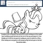 1:1 bitterplaguerat black_and_white book crown dialogue diamond_tiara_(mlp) earth_pony english_text equid equine female friendship_is_magic hasbro headgear horse mammal monochrome my_little_pony pony sleeping solo text