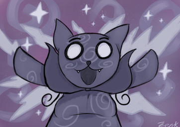 anthro big_eyes breasts electricity female happy lightning magic open_mouth pink_nose small_breasts small_tail smile solo tail zenkart mewgenics lucy_(mewgenics) felid feline mammal digital_media_(artwork) hi_res