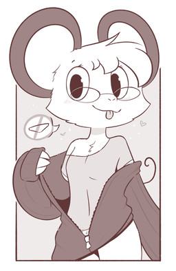 anthro bottomless clothed clothing convenient_censorship eyewear female flat_chested glasses no_underwear seductive shirt solo sweater tongue tongue_out topwear undressing theartmanor pandemonium_wizard_village molte mammal murid murine rodent hi_res