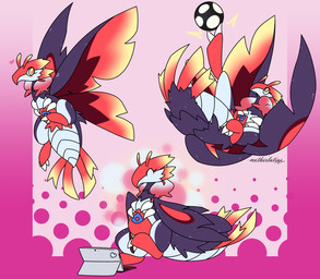 antennae_(anatomy) arthropod_abdomen ball blush blush_lines bob_cut claws dark_wings drawing_tablet eyelashes eyes_closed feral fur gradient_antennae gradient_fur gradient_hair gradient_tail hair happy heart_symbol holding_drawing_pen lgbt_pride pride_colors purple_body purple_fur purple_wings red_antennae red_body red_fur red_hair red_tail red_wings soccer_ball solo tablet tail toony transgender_pride_colors white_body white_claws white_fur white_hair wings yellow_antennae yellow_body yellow_eyes yellow_fur yellow_tail motherlatias beastieball heather_(motherlatias) heliath 2026 hi_res trans_(lore) trans_woman_(lore)