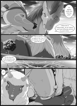 anthro antlers cloud dialogue extreme_size_difference facial_markings female feral group head_markings hooves horn larger_male male markings mountain open_mouth pawpads plant size_difference smaller_female tail tongue tongue_out tree s2-freak calie_(s2-freak) bovid canid canine canis caprine deer equid equine fennec_fox fox horse hybrid mammal sheep true_fox wolf hi_res