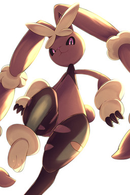 3_fingers 3_toes ambiguous_anthro ambiguous_gender anthro backlighting black_body black_sclera brown_body brown_ears brown_fur brown_tail feet fingers fur glistening glistening_eyes light looking_at_viewer looking_down looking_down_at_viewer low-angle_view mouth_closed multicolored_body multicolored_ears multicolored_fur nude nude_ambiguous nude_anthro on_one_leg pink_eyes pink_nose pupils short_tail simple_background snout solo standing tail tan_body tan_ears tan_fur toes two_tone_ears white_background rumine nintendo pokemon generation_6_pokemon lagomorph mammal mega_evolution mega_lopunny pokemon_(species) 2026 2:3 hi_res lighting shaded