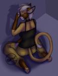 anthro biped bodily_fluids clothed clothing collar crying feet female hindpaw kneeling pawpads paws solo tears magic_(artist) felid mammal hi_res