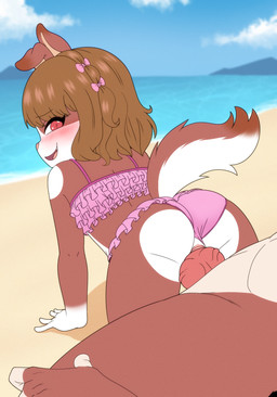 accessory adult_on_young age_difference all_fours animal_genitalia animal_penis anthro anthro_penetrated beach bikini bikini_bottom_aside biped bow_ribbon brown_body brown_eyes brown_hair butt canine_genitalia canine_penis clothed clothed_sex clothing countershade_butt countershade_face countershade_tail countershading day doggystyle duo faceless_character faceless_male female female_penetrated floppy_ears frilly frilly_bikini frilly_clothing frilly_swimwear from_behind_position genitals gloves_(marking) hair hair_accessory hair_bow hair_ribbon inaccurate_knotting knot larger_male looking_at_another looking_at_partner looking_back looking_back_at_another looking_back_at_partner male male/female male_penetrating male_penetrating_female markings mostly_offscreen_character multicolored_body older_male open_mouth open_smile outside penetration penile penile_penetration penis penis_in_vagina pink_bikini pink_clothing pink_nose pink_swimwear ribbons sex short_hair size_difference smaller_female smile swimwear tail teeth tongue two-piece_swimsuit two_tone_body vaginal vaginal_penetration vulva white_body white_countershading white_markings young young_anthro young_female young_penetrated younger_female gi0 hana_(twinblademel) canid canine canis domestic_dog mammal 2025 absurd_res hi_res daughter_(lore) father_(lore) father_and_child_(lore) father_and_daughter_(lore) incest_(lore) parent_(lore) parent_and_child_(lore) parent_and_daughter_(lore)