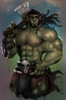 abs body_hair chest_hair fangs green_body green_skin humanoid_pointy_ears male muscular muscular_humanoid muscular_male nipples not_furry pecs pointy_ears solo teeth vein veiny_muscles wintech3112 humanoid orc hi_res
