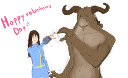 anthro biped claws clothed clothing female horn love male smile tail teeth young hecreat fallout microsoft mythology dragon human lizard mammal mythological_creature mythological_scalie reptile scalie absurd_res hi_res andromorph_(lore)