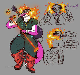 anthro bass_guitar boots breasts butt clothed clothing cross dialogue electronics eyewear female fire footwear glasses guitar humor microphone microphone_stand musical_instrument non-mammal_breasts plucked_string_instrument profanity shoes simple_background solo speech_bubble string_instrument tail text thick_thighs mik3hawk nintendo pokemon avian crocodilian generation_9_pokemon pokemon_(species) reptile scalie shiny_pokemon skeledirge colored english_text shaded simple_shading