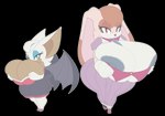 alpha_channel anthro areola bat big_breasts breasts cleavage clothed clothing duo female huge_breasts kendalljt lagomorph leporid looking_at_viewer mammal mature_female nipples rabbit rouge_the_bat sega sonic_the_hedgehog_(series) vanilla_the_rabbit