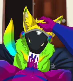 animal_genitalia anthro bed blue_body blue_fur bodily_fluids claws cum cum_drip cum_in_mouth cum_inside cum_on_penis dripping duo erection fingers fluffy fluffy_ears fur furniture genital_fluids genitals green_body green_fur hair hand_on_head machine male male/male male_penetrated male_penetrating multicolored_body nude on_bed oral penetration penile penis protogen_visor purple_body purple_fur screen screen_face sex tuft yellow_body yellow_ears yellow_fur sinister-jordex retiu_(retiu) tanza_(tanza3d) protogen 2025 absurd_res digital_media_(artwork) hi_res nonbinary_(lore)