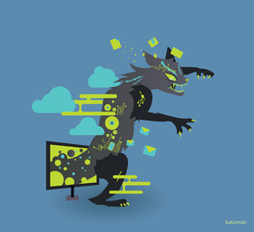ambiguous_gender anthro blue_background cloud computer electronics fur grey_body grey_fur multicolored_body simple_background solo webcore naircat digital_creature domestic_cat felid feline felis mammal 2014 digital_drawing_(artwork) digital_media_(artwork) lineless