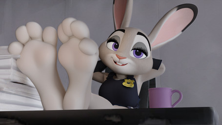 anthro barefoot biped clothed clothing feet female female_anthro foot_fetish foot_focus fur grey_body grey_fur hands_behind_head open_mouth open_smile paws purple_eyes raised_arm smile soles solo teasing teasing_viewer teasing_with_feet toes twintails3d disney zootopia judy_hopps european_rabbit lagomorph leporid mammal oryctolagus rabbit 16:9 2024 3d_(artwork) 4k absurd_res digital_media_(artwork) hi_res widescreen