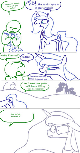 ?_face dialogue female horn innuendo male simple_background suggestive text white_background the_weaver friendship_is_magic hasbro my_little_pony mythology anon princess_luna_(mlp) equid equine human mammal mythological_creature mythological_equine unicorn 2013 comic digital_drawing_(artwork) digital_media_(artwork) english_text hi_res