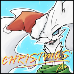 anthro blue_eyes christmas_clothing christmas_headwear clothing female fur hair hat headgear headwear holidays one_eye_closed santa_hat scarf solo star teeth tongue white_body white_fur white_hair wink adetuddymax christmas nintendo pokemon generation_5_pokemon legendary_pokemon pokemon_(species) reshiram hi_res