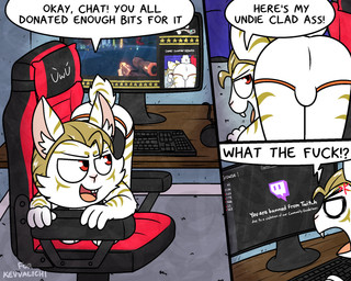 anthro briefs bulge clothed clothing computer electronics fur gaming hair livestream male playing_video_game shortstack solo text underwear young pokefound twitch.tv domestic_rabbit dwarf_rabbit felid hybrid lagomorph leporid mammal oryctolagus pantherine rabbit tiger 5:4 english_text hi_res
