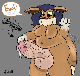 anthro bite bodily_fluids breasts cock_transformation cum duo fangs featureless_breasts female foreskin genital_fluids genitals gynomorph intersex leaking_cum neck_bite neck_tuft penis pokemon_speak slightly_chubby speech_bubble swishing_tail teeth transformation tuft vein veiny_penis widow's_peak ishitmypants nintendo pokemon evoi_(ishitmypants) page_(ishitmypants) canid domestic_pig eevee generation_1_pokemon mammal pokemon_(species) suid suine sus_(pig) vampire female_(lore) trans_(lore) trans_woman_(lore)