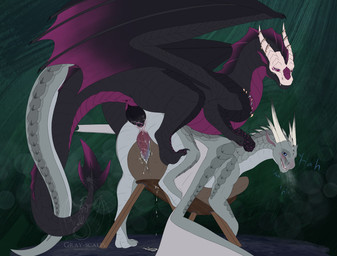 anal anal_penetration animal_genitalia anus black_body black_penis blue_eyes blush bodily_fluids breath breeding_mount claws cum cum_drip cum_dripping_on_floor cum_in_ass cum_inside cum_on_own_penis cum_on_penis cum_on_self cum_string cum_while_penetrated dripping duo exclamation_point feet feral feral_on_feral feral_penetrated feral_penetrating feral_penetrating_feral from_behind_position genital_fluids genital_slit genitals gradient_penis gradient_wings grey_body grey_scales horn knot knotted_penis looking_at_another looking_at_partner looking_pleasured male male/male male_penetrated male_penetrating male_penetrating_male masturbation mouth_closed multicolored_penis open_mouth penetration penile penile_penetration penis penis_in_ass perching_position pink_eyes purple_body scales sex shaking shy spikes spikes_(anatomy) spread_toes spread_wings surprised tail tail_hold tail_on_tail text toe_claws toes trembling trembling_penis wings gray-scales european_mythology mythology ahnrik_(gray-scales) virul dragon mythological_creature mythological_scalie scalie western_dragon 2026 absurd_res english_text hi_res signature