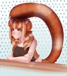 anthro bangs brown_eyes brown_hair clothed clothing crop_top female hair long_tail looking_up orange_hair shirt solo tail topwear nyah-kun ailurid ailurid_humanoid animal_humanoid humanoid mammal mammal_humanoid red_panda_humanoid hi_res