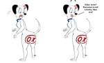 anthro blue_collar butt collar female flirting shocked smile solo stamp trey_vore 101_dalmatians disney jewel_(101_dalmatians) canid canine canis dalmatian domestic_dog mammal