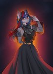 anthro clothed clothing female horn looking_at_viewer red_eyes smile solo margony mythology flying_dream_(oc) equid equine mammal mythological_creature mythological_equine unicorn 2020 digital_media_(artwork) hi_res