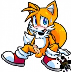 anthro balls blue_eyes blush erection genitals male penis simple_background solo amuzoreh sega sonic_the_hedgehog_(series) miles_prower canid canine fox mammal