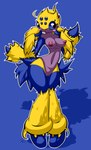 anthro anthrofied blue_eyes blush breasts erect_nipples female genitals multi_eye nipples non-mammal_breasts non-mammal_nipples nude pedipalps pokemorph purple_body purple_nipples purple_skin pussy simple_background solo wide_hips elpatrixf nintendo pokemon arachnid arthropod galvantula generation_5_pokemon pokemon_(species) hi_res