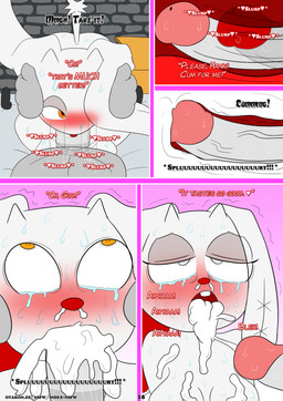 anthro anthro_penetrated bed blush bodily_fluids breasts buckteeth crying cum cum_drip cum_from_nose cum_in_mouth cum_in_nose cum_inside dialogue doll dripping duo ejaculation erection excessive_cum excessive_genital_fluids fellatio female female_penetrated floppy_ears fur furniture genital_fluids genitals grey_body grey_skin hand_on_head holding_head male male/female male_penetrating male_penetrating_female multicolored_eyes nude on_bed open_mouth oral oral_penetration penetration penile penile_penetration penis red_eyes scut_tail sex shaking short_tail stitch_(sewing) stone_wall sweat tail tears teeth text trembling wall_(structure) white_body white_fur yellow_eyes otakon_(artist) 2spot_studio bloody_bunny_(series) madness_combat bloody_bunny hank_j._wimbleton animate_inanimate lagomorph leporid living_doll mammal rabbit comic digital_media_(artwork) english_text hi_res tagme