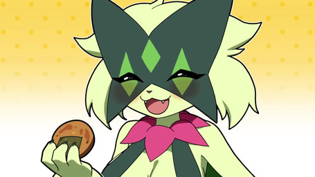 4_fingers 5_fingers anthro bdsm big_breasts black_claws blue_necktie blush bodily_fluids bondage bound breasts brown_hair brush brushing brushing_teeth caught claws cleavage clothed clothing cookie crumbs cute_fangs eyes_closed fangs female finger_claws fingers food frown fur green_body green_fur green_hair green_mask grey_clothing grey_hat grey_headwear grey_shirt grey_topwear hair hat headgear headwear holding_object legs_tied male mostly_nude music necktie obscured_eyes open_mouth pink_eyes plate restraints rope rope_bondage saliva saliva_string shirt side_boob smile sound_effects sweat tan_body tan_skin teeth thick_thighs toothache toothbrush toothpaste topwear wide_hips hakkim nintendo pokemon florian_(pokemon) felid feline generation_9_pokemon human mammal meowscarada pokemon_(species) 16:9 2025 2d_animation animated hi_res long_playtime sound webm widescreen