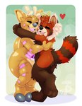 anthro antlers big_diaper brown_body brown_fur clean_diaper clothed clothing diaper duo eyes_closed fur green_background happy heart_symbol hooves horn hug hugging_another male open_mouth paws red_body red_fur simple_background smile standing tan_body tan_fur wearing_diaper white_background yellow_background plantpanda omen_(sambo48) ailurid animate_inanimate deer diaper_creature mammal red_panda 2024 hi_res