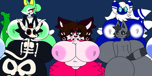 anthro areola arm_tuft big_areola big_breasts blush bone breasts chest_tuft crown elbow_tuft facial_tuft female fluffy_thighs genitals group hair headgear huge_breasts huge_thighs hyper hyper_breasts hyper_thighs imminent_fart machine nipples nude skull tail thick_thighs tuft vulva lord_shad nintendo pokemon slime_rancher dizzy_(lord_shad) fleece_(ggilnsfw) lucia_(lord_shad) pearl_(ggilnsfw) shad_(lord_shad) slate_(ggilnsfw) canid canine canis domestic_cat felid feline felis generation_5_pokemon generation_6_pokemon ghost mammal meowstic pokemon_(species) robot serperior slime_(slime_rancher) spirit tabby_cat tabby_slime wolf invalid_tag absurd_res hi_res