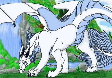 black_claws black_horn blue_eyes blue_markings butt claws cloud creek detailed_background featureless_crotch female feral forest frill_(anatomy) horn landscape looking_at_viewer markings membrane_(anatomy) membranous_frill membranous_wings nature nude null outside paws plant presenting presenting_crotch quadruped raised_tail roleplay scenery side_view sky solo spread_legs spreading standing tail tree water waterfall white_body white_skin wings auserei dungeons_and_dragons european_mythology hasbro mythology wizards_of_the_coast storm_bringer chromatic_dragon_(dnd) dragon dragon_(dnd) hybrid mythological_creature mythological_scalie scalie western_dragon white_dragon_(dnd) digital_media_(artwork) full-length_portrait portrait sketch