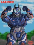 anthro blue_eyes bulge earth_garon hero machine male metallic_body muscular muscular_anthro muscular_male solo superhero thick_thighs thelazyblaziken ultraman_(series) humanoid lizard reptile robot robot_anthro scalie 3:4 absurd_res hi_res