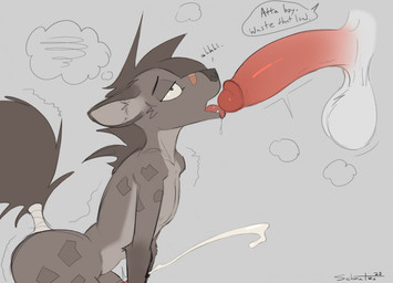 anthro balls band-aid bandage big_penis black_text bodily_fluids butt cum dialogue disembodied_penis drooling duo ejaculation erection eye_roll fangs fur fur_markings genital_fluids genitals grey_background grey_body grey_fur grey_hair grey_markings grey_tail hair hands-free humanoid_genitalia humanoid_penis licking male male/male markings nude nude_anthro nude_male open_mouth oral oral_orgasm orgasm penile penis penis_lick saliva sex side_view simple_background speech_bubble steam tail teeth text thought_bubble tongue tongue_out schmutzo hyena mammal 2025 artist_name dated english_text hi_res
