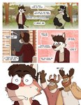 anthro antlers badger beard blush bottomwear canid canine clothing comic deer dialogue duo english_text eyewear facial_hair glasses group hi_res hoodie horn leo_(nardodraws) male male/male mammal martin_(nardodraws) moose mustelid musteline nardodraws new_world_deer pants scared shirt speech_bubble text thought_bubble topwear trio