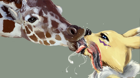 ambiguous_gender anthro anthro_on_feral bestiality black_nose black_sclera blue_eyes brown_fur canine crying deep_throat deep_tongue digimon drooling duo extreme_french_kiss feral fox french_kissing fur giraffe grey_background internal internal_kiss interspecies kissing long_tongue looking_up mammal messy open_mouth oral purple_fur renamon saliva sex simple_background size_difference tears tongue tongue_out ungulatr white_fur yellow_fur

Rating: Questionable
Score: 71
User: WiiFitTrainer
Date: October 25, 2013
