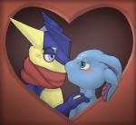 anthro blue_eyes duo green_eyes heart_symbol kissing love male male/male romantic romantic_ambiance romantic_couple tongue tongue_out valon league_of_legends nintendo pokemon riot_games tencent fizz_(lol) amphibian generation_6_pokemon greninja marine pokemon_(species) yordle 2014 crossover