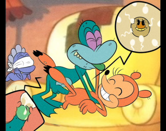 age_difference anthro bodily_fluids butt cum cum_in_uterus cum_inside female genital_fluids impregnation male male/female ovum penetration sweat sweaty_butt uterus vaginal vaginal_canal vaginal_penetration young younger_female younger_male lewrancelaura hanna-barbera oh_yeah_cartoons what_a_cartoon! yuckie_duck amphibian bear frog hybrid mammal