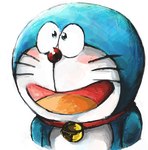 anthro bell blue_body blue_fur collar front_view fur machine male open_mouth red_collar red_nose simple_background solo standing tongue whiskers white_background white_body white_fur mt_tg doraemon doraemon_(character) domestic_cat felid feline felis mammal robot 2016 shaded