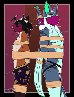 angry bdsm black_hair blush bondage bound bulge clothing eyemask eyewear gag gid hair layered_gag male mask muscular otn_gag rope struggling submissive submissive_male tied_to_pole underwear white_hair wings trevhart mythology karro_telokey trevon bat domestic_cat dragon felid feline felis hybrid mammal mythological_creature mythological_scalie scalie hi_res
