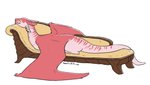 2017 2_horns all_fours ambiguous_gender basiliskfree dragon european_mythology eyes_closed fainting_couch feral furniture horn lying mythological_creature mythological_scalie mythology on_front pink_body pink_horn pink_scales pink_stripes resting scales scalie simple_background smile solo spread_wings striped_body striped_scales stripes tail western_dragon white_background wings