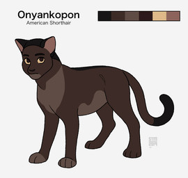 ambiguous_gender brown_body brown_eyes brown_fur feral feralized fur long_tail quadruped short_fur simple_background solo tail tan_body tan_fur text white_background yellow_sclera silveyytm attack_on_titan onyankopon american_shorthair domestic_cat felid feline felis mammal 2019 english_text male_(lore)